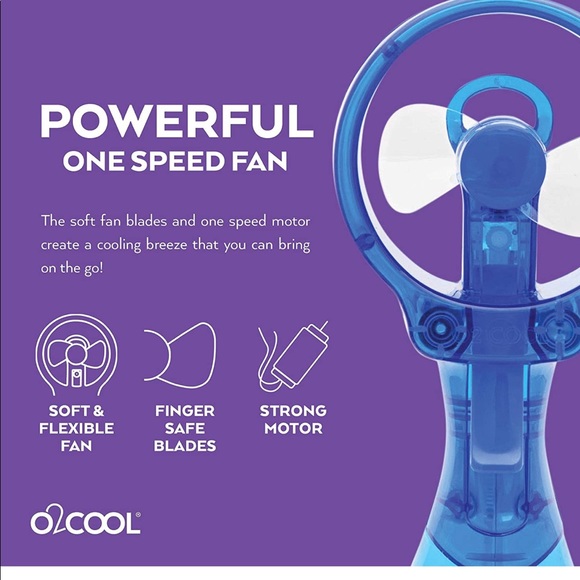 O2COOL Deluxe Misting Personal Fan, 2.5" Dark Blue - Picture 10 of 11
